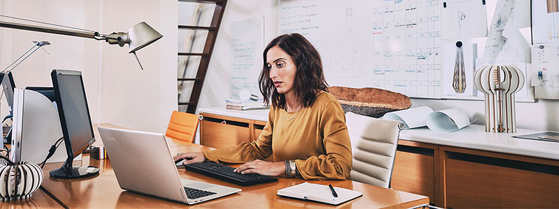 Girl using Windows 10 PC