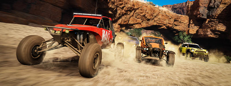 Forza screenshot of three cars racing